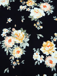Black/Sage/Dark Goldenrod/Multi Polyester/Lycra Floral Cluster Print Double Brushed Knit 60W