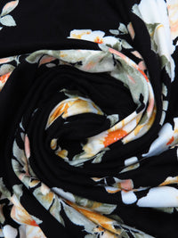 Black/Sage/Dark Goldenrod/Multi Polyester/Lycra Floral Cluster Print Double Brushed Knit 60W