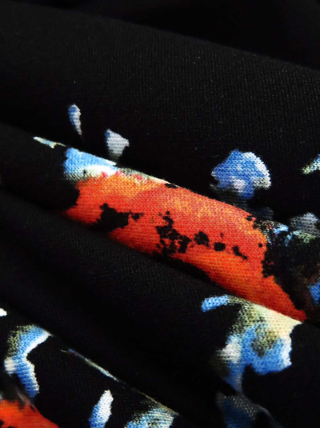 Pumpkin/Black/Sage/Multi Polyester/Lycra Floral Bouquet Print Double Brushed Knit 60W