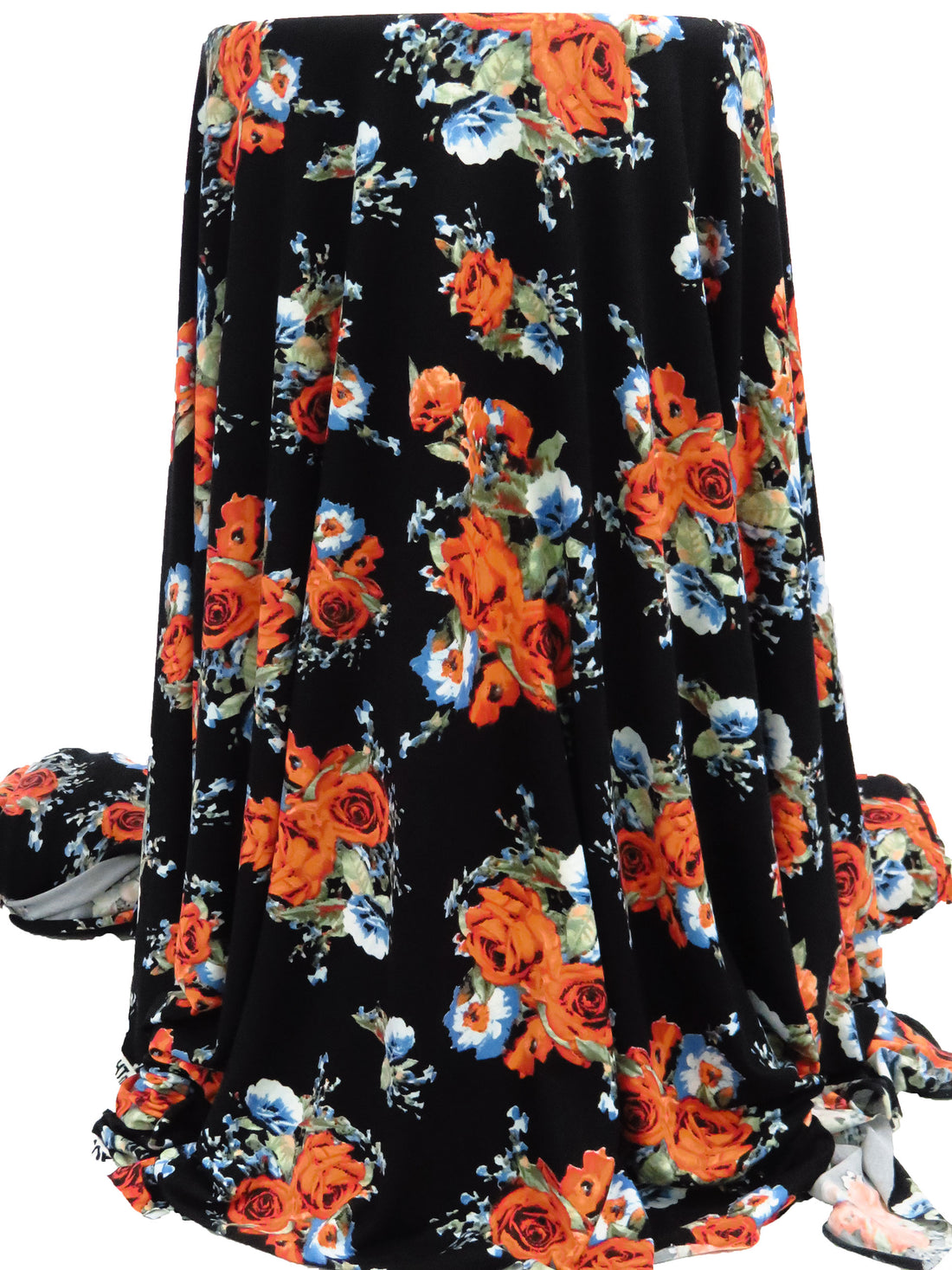 Pumpkin/Black/Sage/Multi Polyester/Lycra Floral Bouquet Print Double Brushed Knit 60W