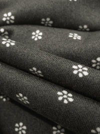 Dark Castor Gray/White Polyester/Lycra Small Floral Dot Print Double Brushed Knit 58W