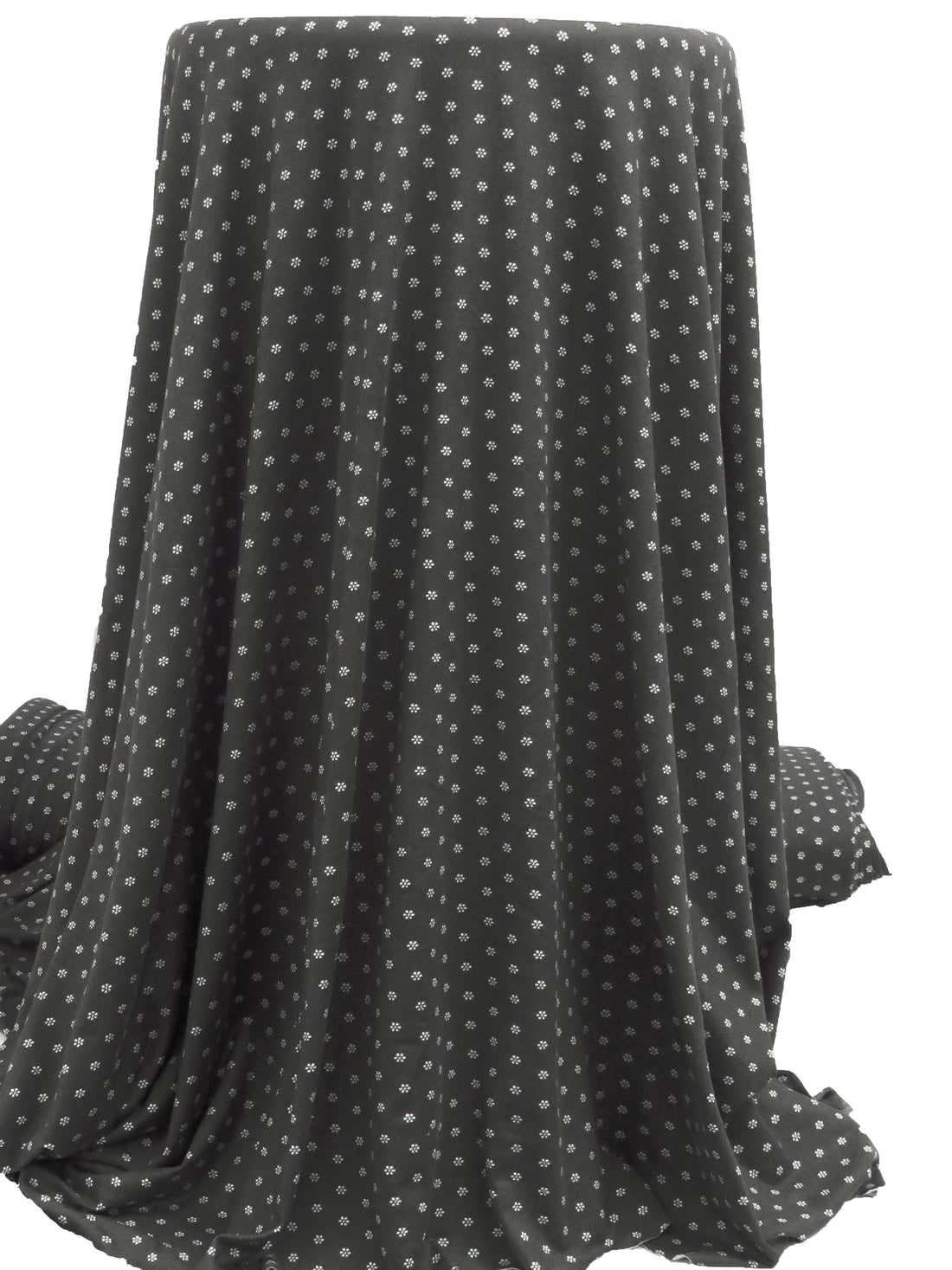 Dark Castor Gray/White Polyester/Lycra Small Floral Dot Print Double Brushed Knit 58W