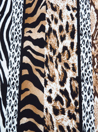 Deer/White/Black/Multi Polyester/Lycra Vertical Various Animal Stripe Print Double Brushed Knit 60W