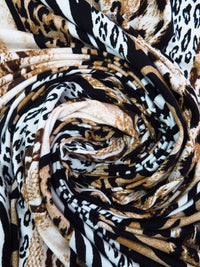 Deer/White/Black/Multi Polyester/Lycra Vertical Various Animal Stripe Print Double Brushed Knit 60W