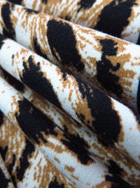 Deer/White/Black/Multi Polyester/Lycra Vertical Various Animal Stripe Print Double Brushed Knit 60W