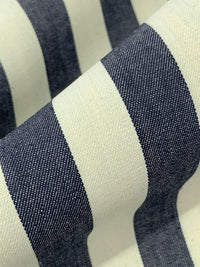 Navy/Parchment 100% Cotton Vertical Stripe Denim 60W