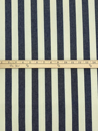 Navy/Parchment 100% Cotton Vertical Stripe Denim 60W