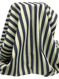 Navy/Parchment 100% Cotton Vertical Stripe Denim 60W