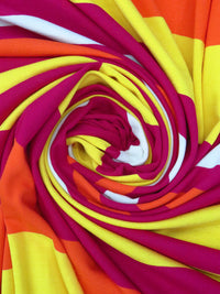 Orange/Citrine/Rose Garnet/Multi Rayon/Lycra Horizontal Stripe Print Jersey Knit 62W