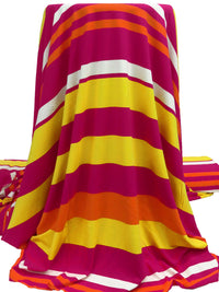 Orange/Citrine/Rose Garnet/Multi Rayon/Lycra Horizontal Stripe Print Jersey Knit 62W