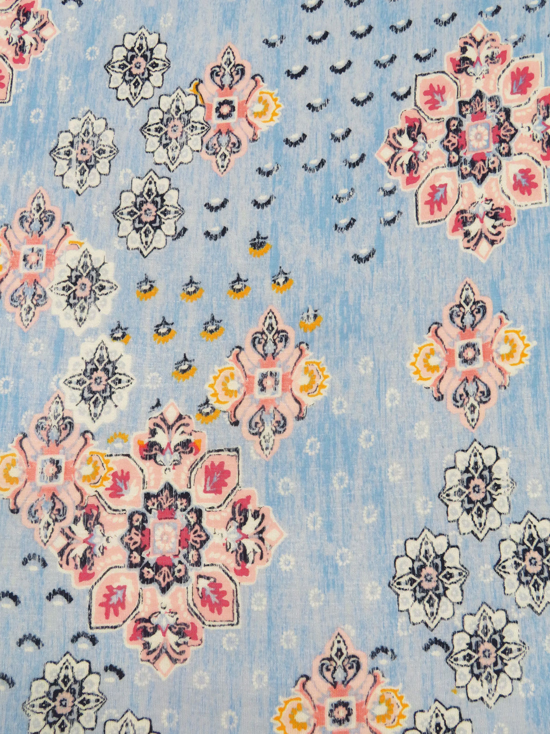 Iceberg Blue/Melon/Marigold/Multi Rayon/Lycra Ornate Medallion Print Jersey Knit 66W