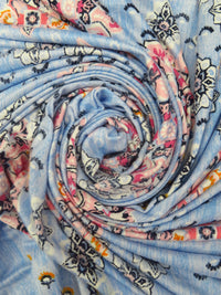 Iceberg Blue/Melon/Marigold/Multi Rayon/Lycra Ornate Medallion Print Jersey Knit 66W