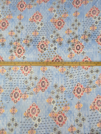Iceberg Blue/Melon/Marigold/Multi Rayon/Lycra Ornate Medallion Print Jersey Knit 66W