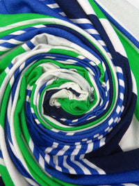 Vine Green/Dark Cornflower/White/Multi Rayon/Lycra Horizontal Stripe Print Jersey Knit 56W