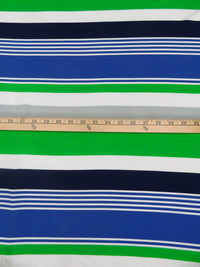 Vine Green/Dark Cornflower/White/Multi Rayon/Lycra Horizontal Stripe Print Jersey Knit 56W