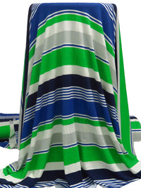 Vine Green/Dark Cornflower/White/Multi Rayon/Lycra Horizontal Stripe Print Jersey Knit 56W