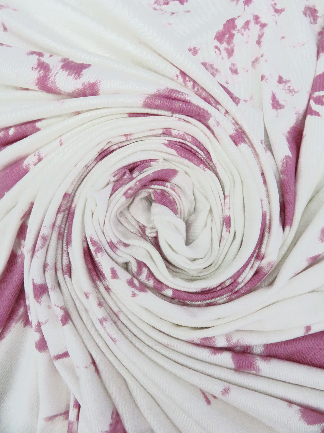 White/China Rose Rayon/Lycra Grunge Print Jersey Knit 60W