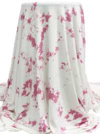 White/China Rose Rayon/Lycra Grunge Print Jersey Knit 60W