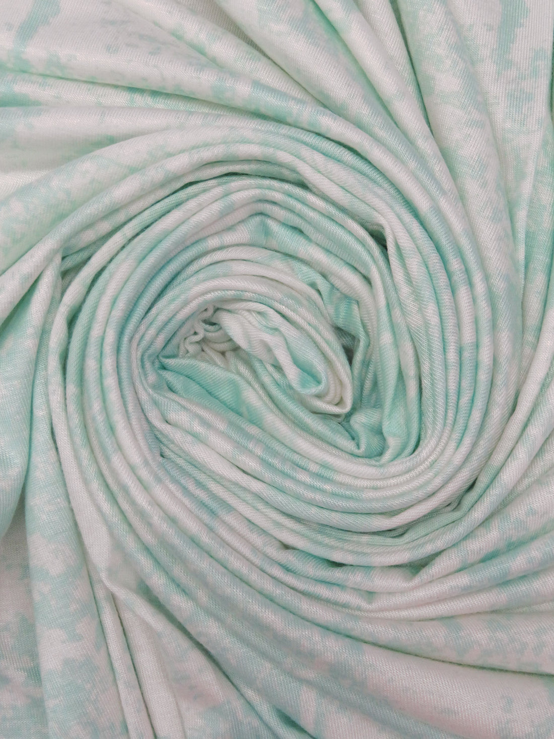 Light Pearl Aqua/White Rayon/Lycra Grunge Print Jersey Knit 56W