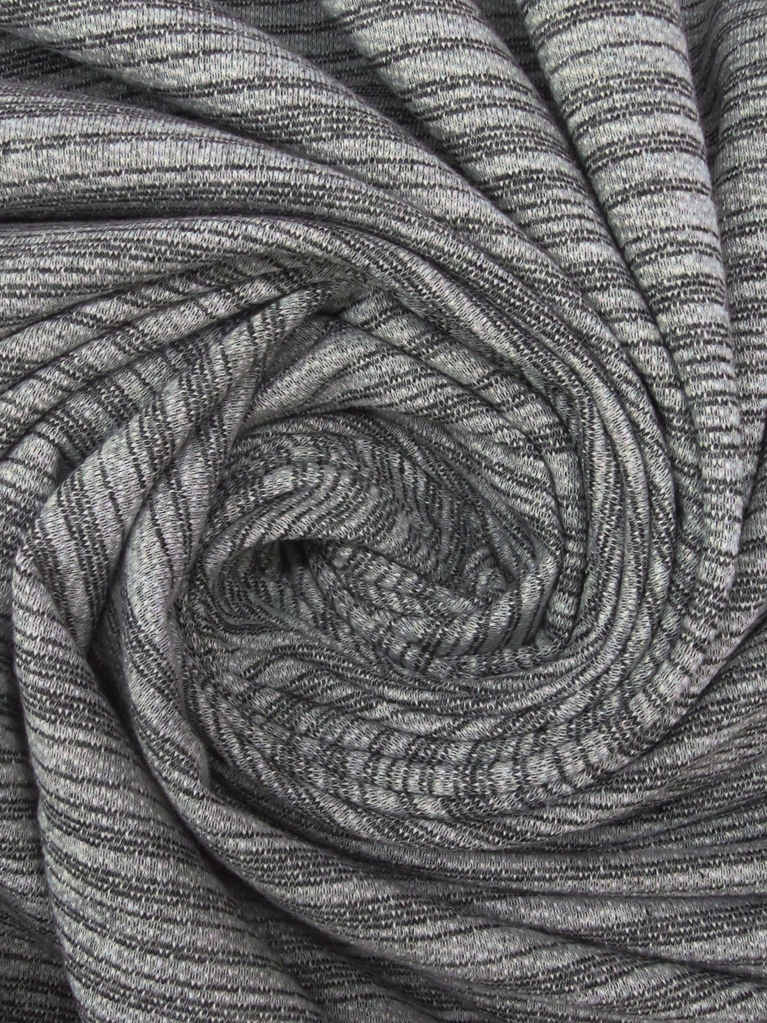 Cloud Gray/White/Black Cotton/Polyester Horizontal Stripe Weave French Terry Knit 68W