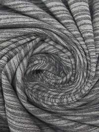 Cloud Gray/White/Black Cotton/Polyester Horizontal Stripe Weave French Terry Knit 68W