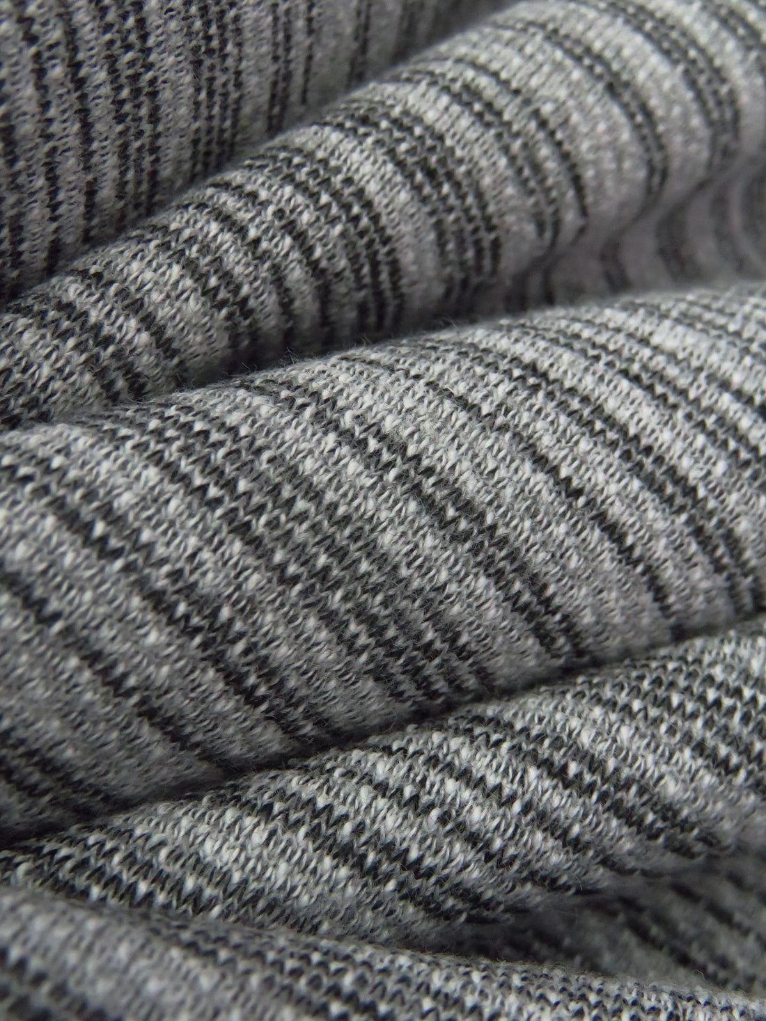 Cloud Gray/White/Black Cotton/Polyester Horizontal Stripe Weave French Terry Knit 68W