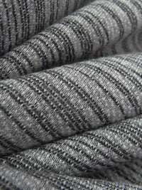 Cloud Gray/White/Black Cotton/Polyester Horizontal Stripe Weave French Terry Knit 68W