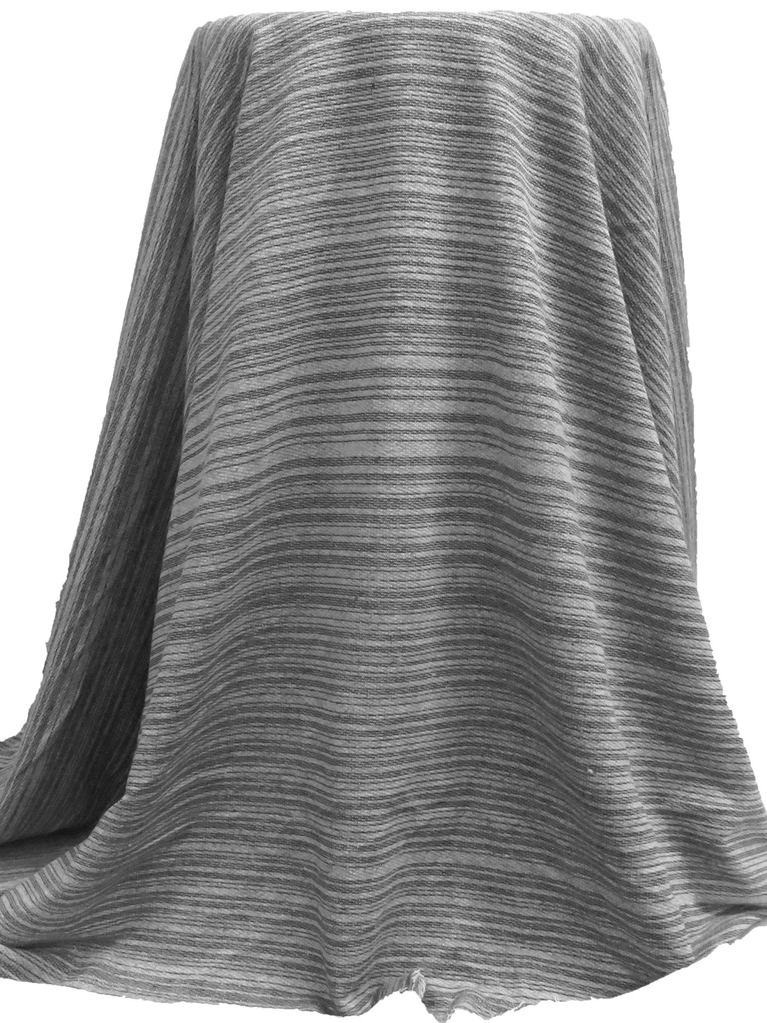 Cloud Gray/White/Black Cotton/Polyester Horizontal Stripe Weave French Terry Knit 68W