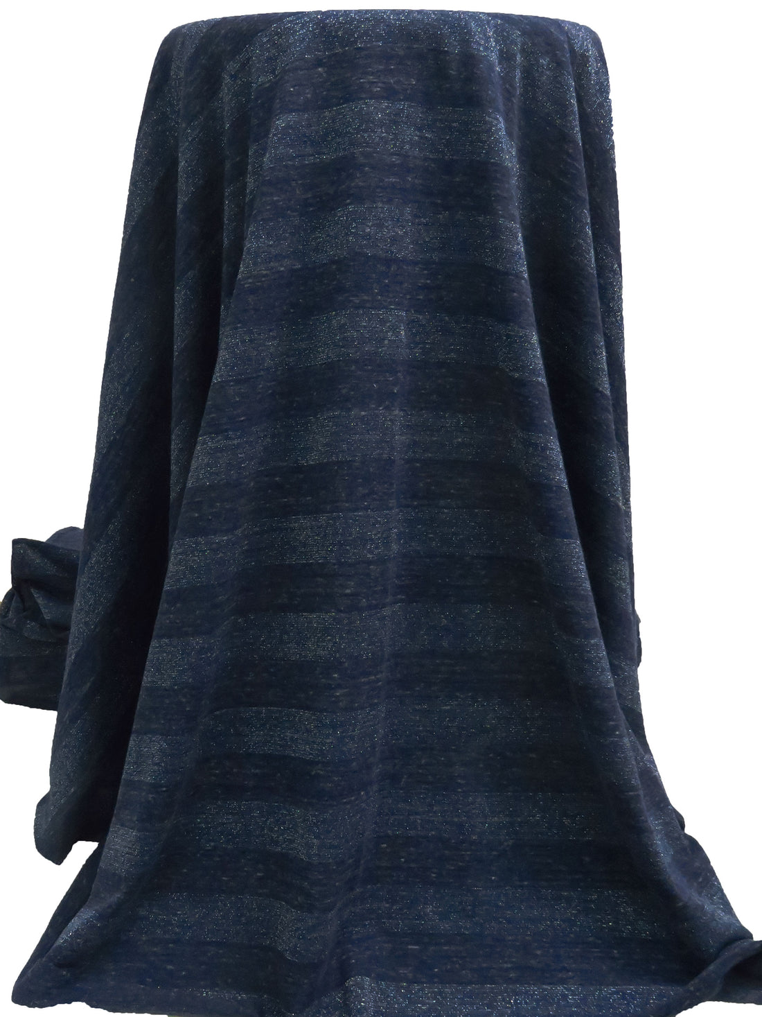 Dark Navy/Silver Cotton/Polyester/Metallic Stripe Weave Jersey Knit 52W