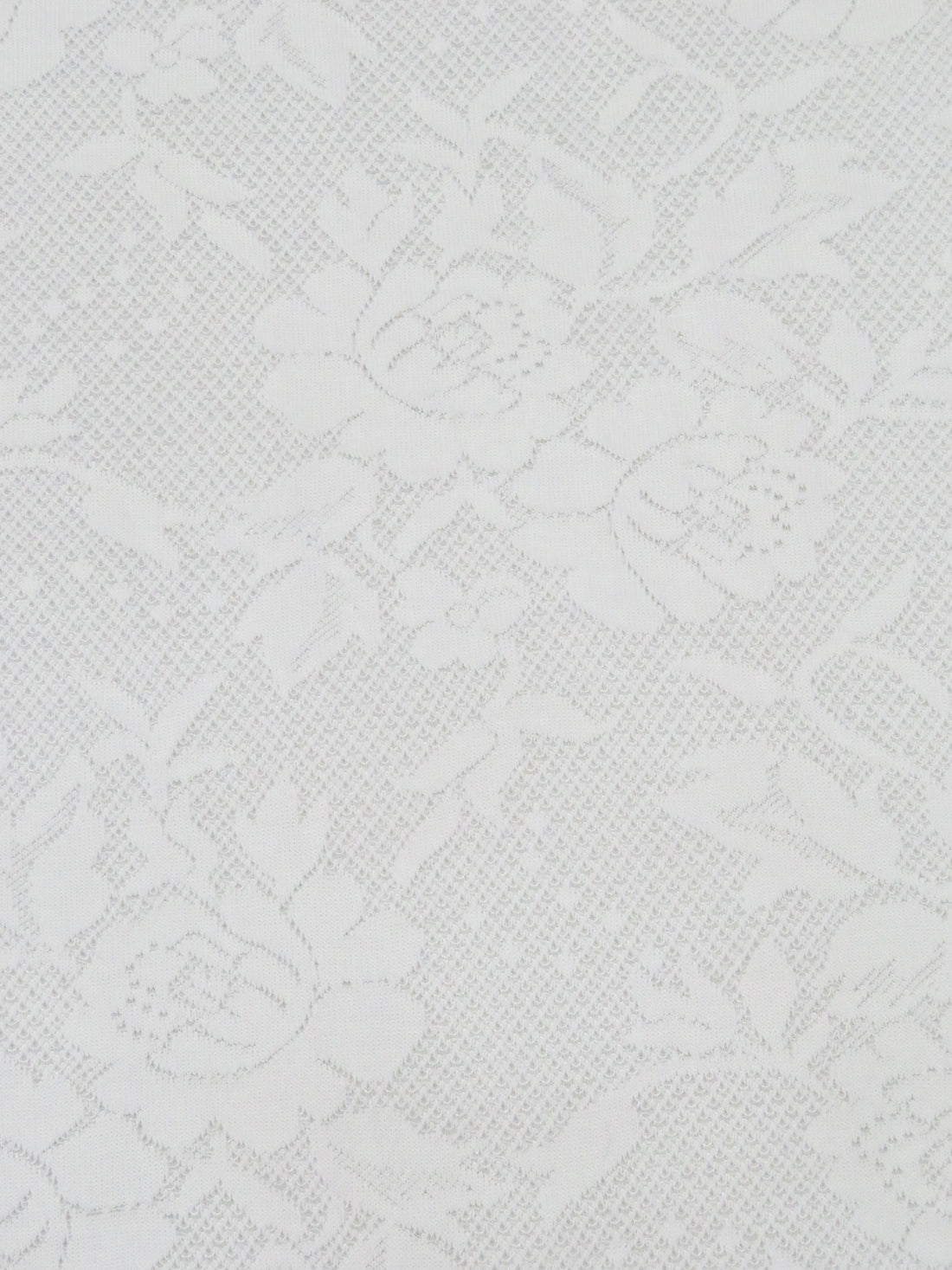 White Cotton/Polyester Floral Weave Jacquard Knit 56W