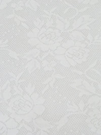 White Cotton/Polyester Floral Weave Jacquard Knit 56W