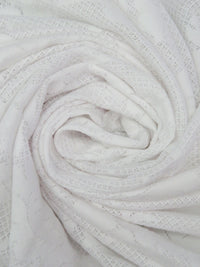 White Cotton/Polyester Floral Weave Jacquard Knit 56W