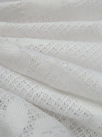 White Cotton/Polyester Floral Weave Jacquard Knit 56W