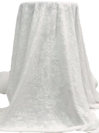 White Cotton/Polyester Floral Weave Jacquard Knit 56W