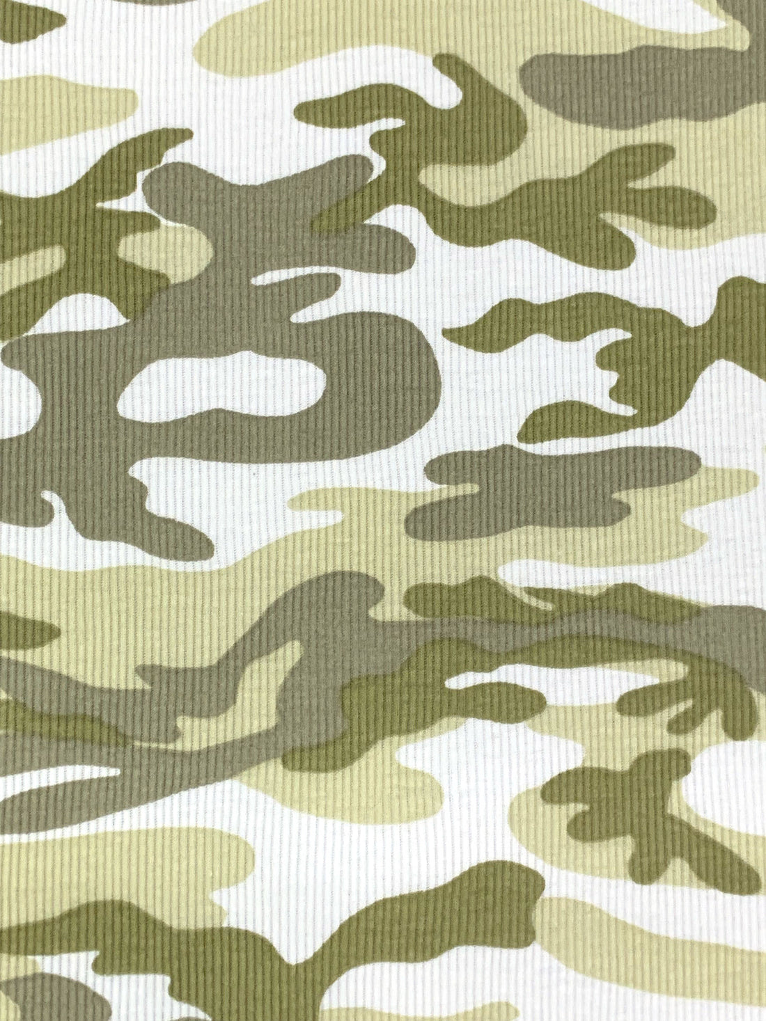 Pale Moss/White/Olive 100% Cotton Camouflage Print Rib Knit 38W
