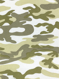 Pale Moss/White/Olive 100% Cotton Camouflage Print Rib Knit 38W