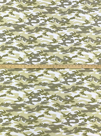 Pale Moss/White/Olive 100% Cotton Camouflage Print Rib Knit 38W