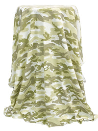 Pale Moss/White/Olive 100% Cotton Camouflage Print Rib Knit 38W