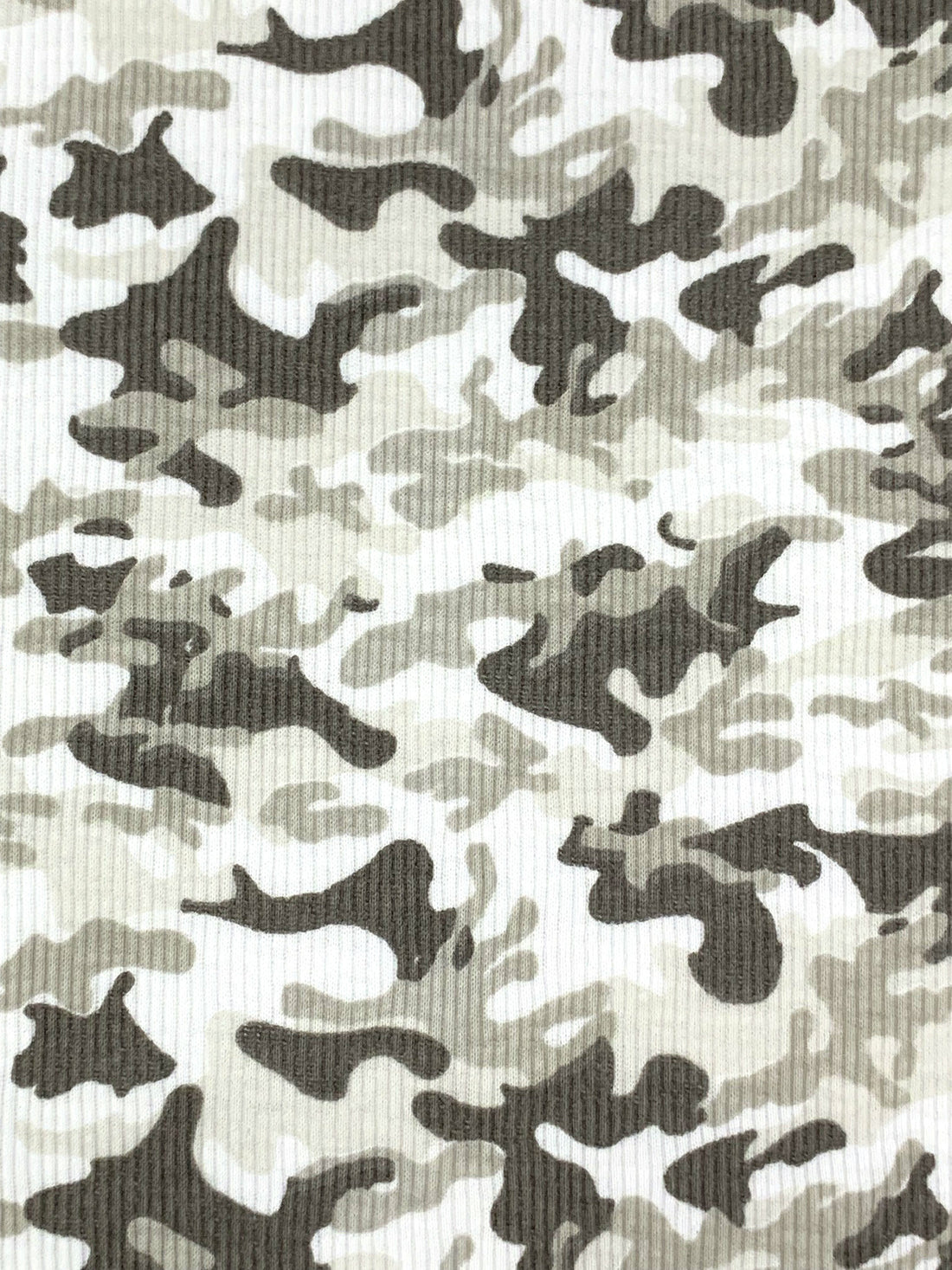 Dark Taupe/White/Soft Iron 100% Cotton Camouflage Print Rib Knit 38W