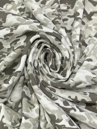 Dark Taupe/White/Soft Iron 100% Cotton Camouflage Print Rib Knit 38W