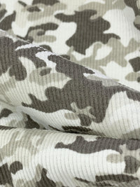 Dark Taupe/White/Soft Iron 100% Cotton Camouflage Print Rib Knit 38W