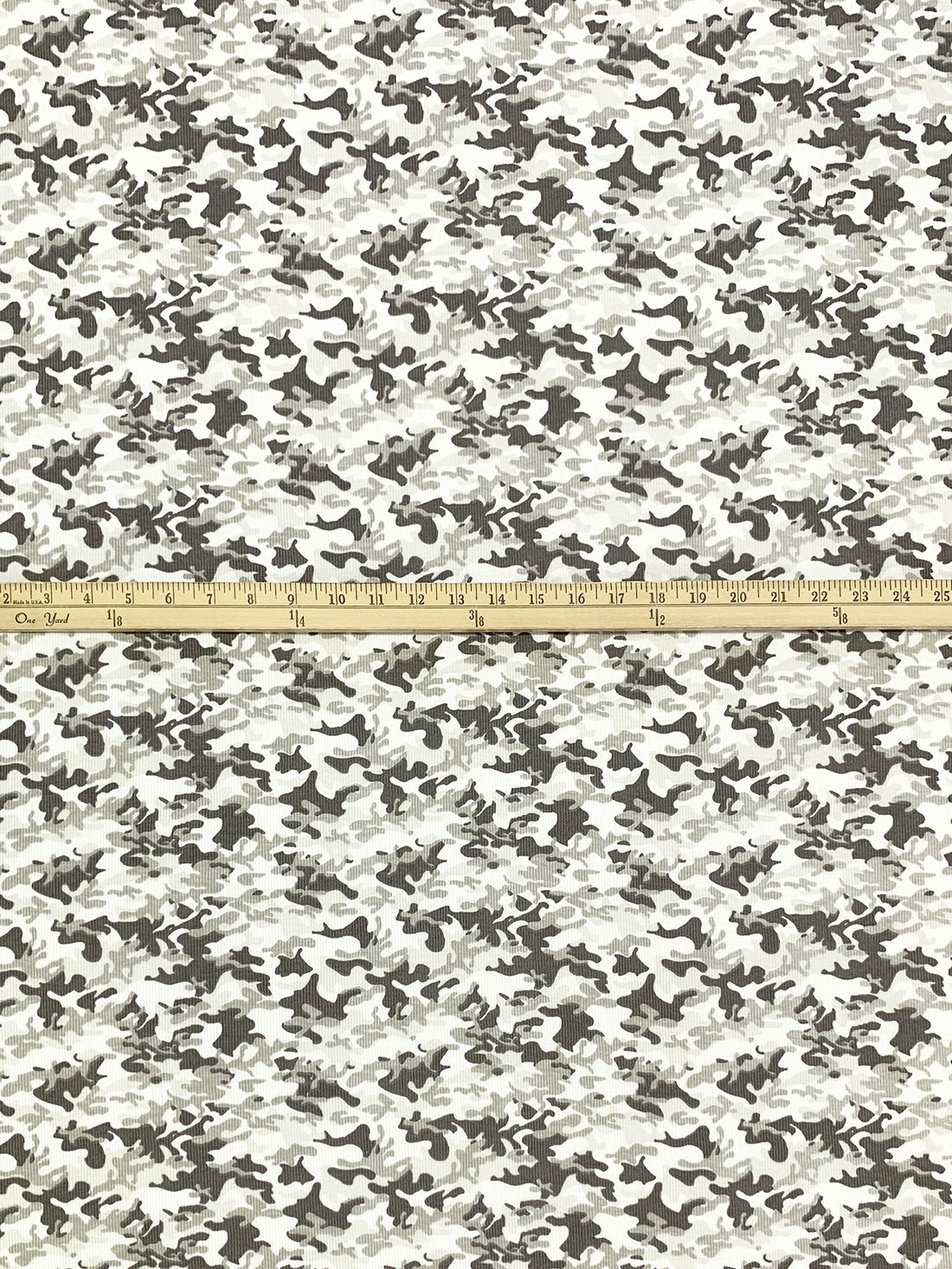 Dark Taupe/White/Soft Iron 100% Cotton Camouflage Print Rib Knit 38W