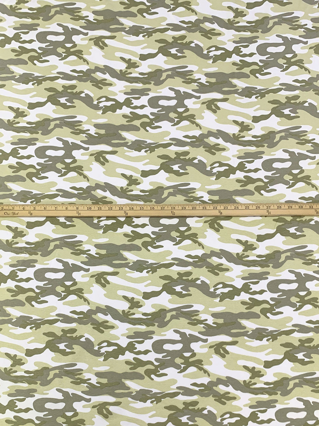 Pale Luau Green/White/Crocodile Cotton/Lycra Camouflage Print Jersey Knit 54W