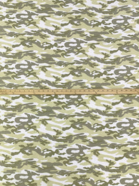 Pale Luau Green/White/Crocodile Cotton/Lycra Camouflage Print Jersey Knit 54W