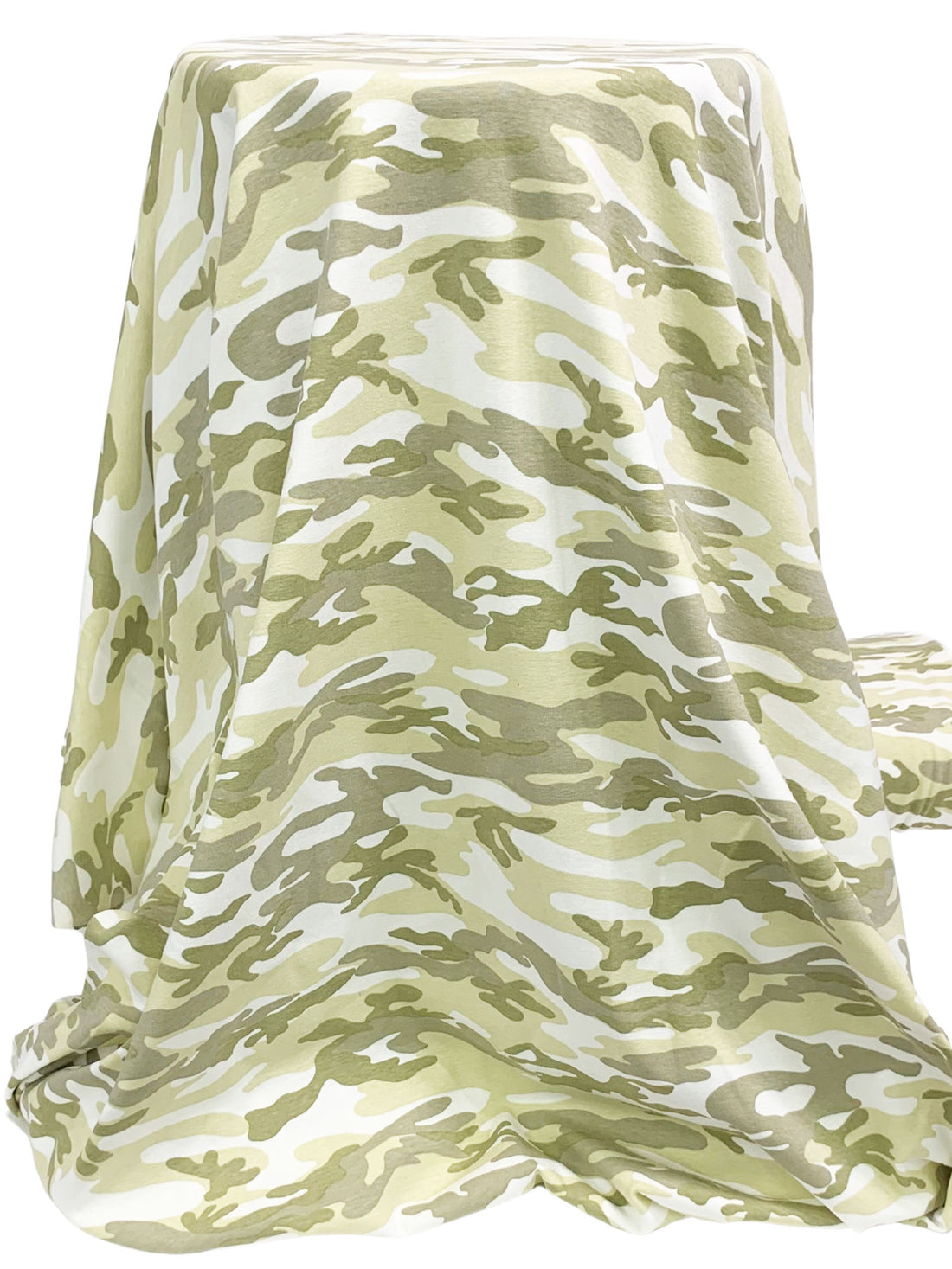 Pale Luau Green/White/Crocodile Cotton/Lycra Camouflage Print Jersey Knit 54W