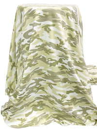 Pale Luau Green/White/Crocodile Cotton/Lycra Camouflage Print Jersey Knit 54W