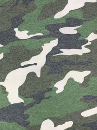 Forest Moss/Off-White/Charcoal/Multi Rayon/Polyester/Lycra Camouflage Print Brushed Sweater Knit 50W