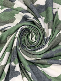 Forest Moss/Off-White/Charcoal/Multi Rayon/Polyester/Lycra Camouflage Print Brushed Sweater Knit 50W