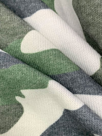 Forest Moss/Off-White/Charcoal/Multi Rayon/Polyester/Lycra Camouflage Print Brushed Sweater Knit 50W