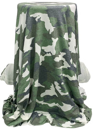 Forest Moss/Off-White/Charcoal/Multi Rayon/Polyester/Lycra Camouflage Print Brushed Sweater Knit 50W